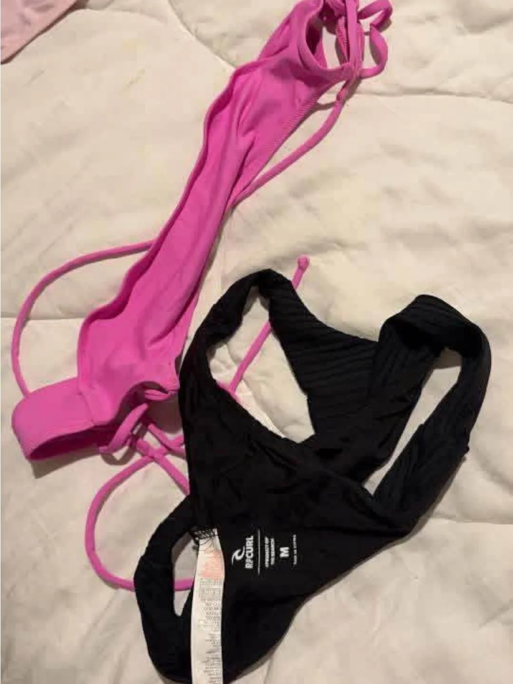 SKIMS Pink and Black Women’s Swim Bikini Set